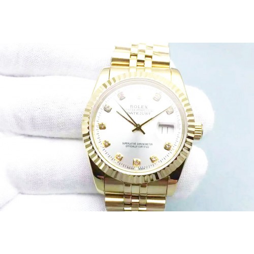 Rolex DateJust 36mm BP Best Edition Full 18K Yellow Gold Wrapped White Dial On SS Bracelet
