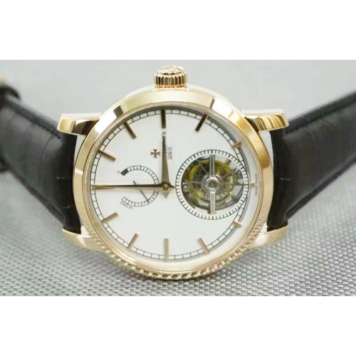 Vacheron Constantin The Patrimony Tourbillon 18K Rose Gold Wrapped Power Reserve TF Best Edition White Dial on Brown Croco Leath Vacheron Constantin The Patrimony Tourbillon 18K Rose Gold Wrapped Power Reserve TF Best Edition White Dial on Brown Croco Leath