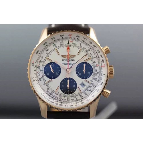 Breitling Navitimer 01 1:1 RG Black Dial on Brown Leather Strap A7750