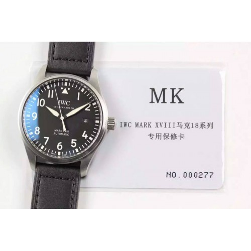 IWC MARK XVIII IW327001 SS MK Black DIAL ON BLACK LEATHER STRAP A2892 IWC MARK XVIII IW327001 SS MK Black DIAL ON BLACK LEATHER STRAP A2892