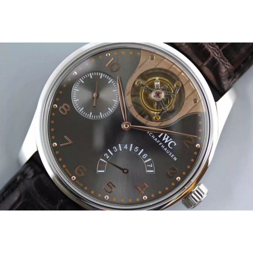 IWC Portuguese Tourbillon Mystere SS Grey Dial Black Leather New Movement IWC Portuguese Tourbillon Mystere SS Grey Dial Black Leather New Movement