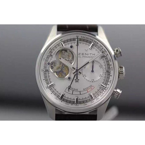 Zenith El Primero SS AXF Silver Dial on Black Leather Strap Asian Manual Winding Chronograph Movement Zenith El Primero SS AXF Silver Dial on Black Leather Strap Asian Manual Winding Chronograph Movement