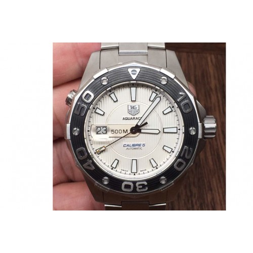 Tag Heuer Aquaracer 500M Calibre 5 SS White Dial on SS Bracelet SW200