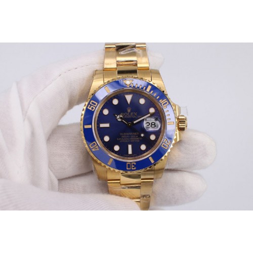Rolex Submariner BP 116618 Blue Full YG Wrapped Swiss 2836 Rolex Submariner BP 116618 Blue Full YG Wrapped Swiss 2836
