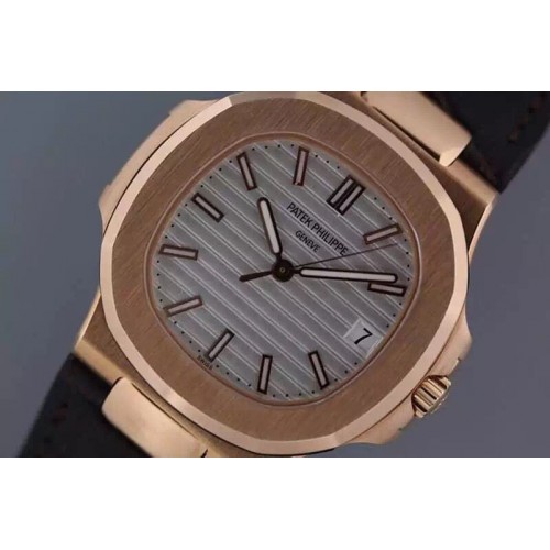 Patek Philippe Nautilus Jumbo 5711R V3 White Dial on Leather Strap 1:1 Best Edition A2824