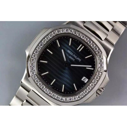 Patek Philippe Nautilus Jumbo 5711 V3 Blue Dial Diamond Bezel on Bracelet 1:1 Best Edition A2824