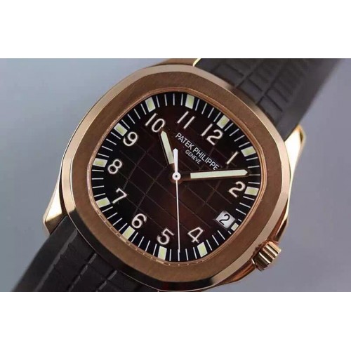 Patek Philippe Aquanaut Jumbo V4 RG Brown Dial on Rubber Strap 1:1 Best Edition A2824