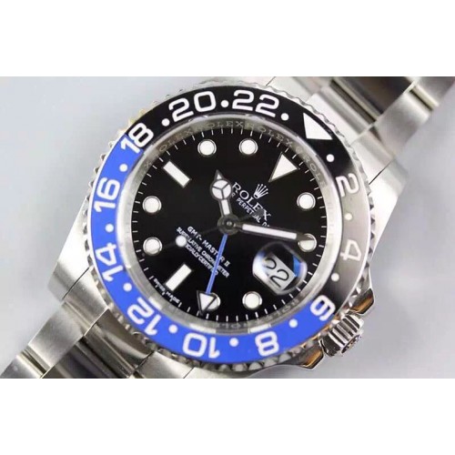 Rolex GMT-Master II 116710BLNR JF Black/Blue Ceramic Bezel on SS Bracelet A2836