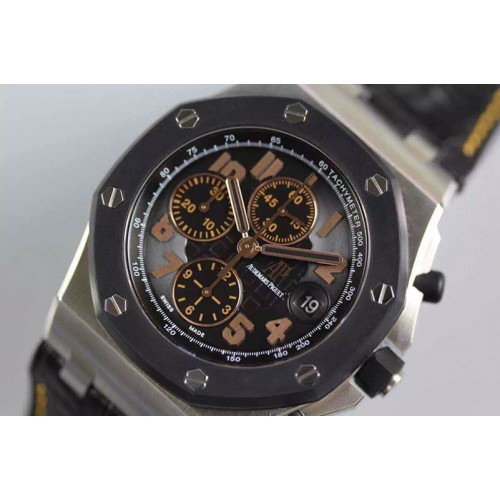 Audemars Piguet Royal Oak Offshore "57th Street" Rubberclad Bezel JF Best Edition on Blue Leather Strap A7750 Audemars Piguet Royal Oak Offshore "57th Street" Rubberclad Bezel JF Best Edition on Blue Leather Strap A7750
