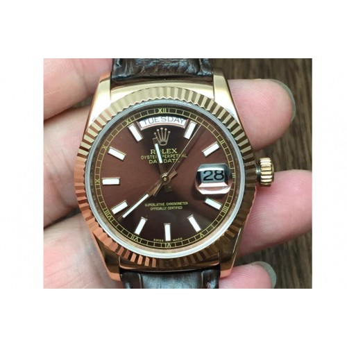 Rolex DayDate Fluted Brown RG/LE Asian Eta 2836