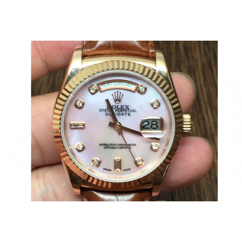 Rolex DayDate Fluted M-Pink Diam RG/LE Asian Eta 2836