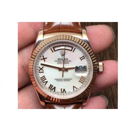 Rolex DayDate Fluted M-Pink Roman RG/LE Asian Eta 2836