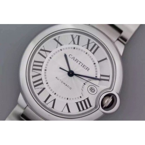 Cartier Ballon Bleu 42mm SS V6F Best Edition on Black Leather Strap A2824