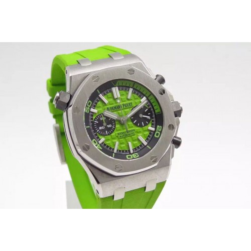 Audemars Piguet Royal Oak Offshore Diver Chronograph Green JF Best Edition on Green Rubber Strap A3126