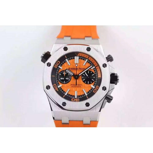 Audemars Piguet Royal Oak Offshore Diver Chronograph Orange JF Best Edition on Orange Rubber Strap A3126