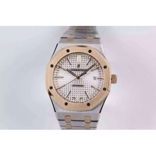 Audemars Piguet Royal Oak 41mm 15400 RG Bezel JF 1:1 Best Edition Silver Dial on SS/RG Bracelet MIYOTA 9015