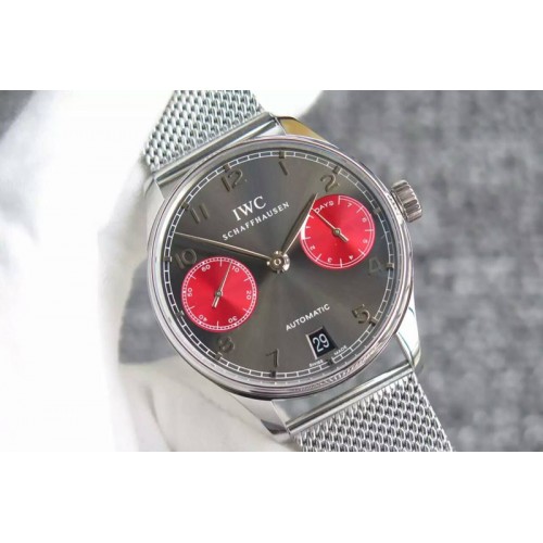 IWC Portuguese Real PR IW500126 YLF 1:1 Best Edition Gray/Red Dial on SS Bracelet  A52010 V3