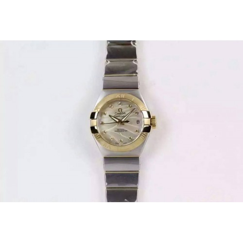 Omega Constellation Pluma Ladies SS/YG V6F Gold MOP Dial on SS Bracelet A8520 Omega Constellation Pluma Ladies SS/YG V6F Gold MOP Dial on SS Bracelet A8520