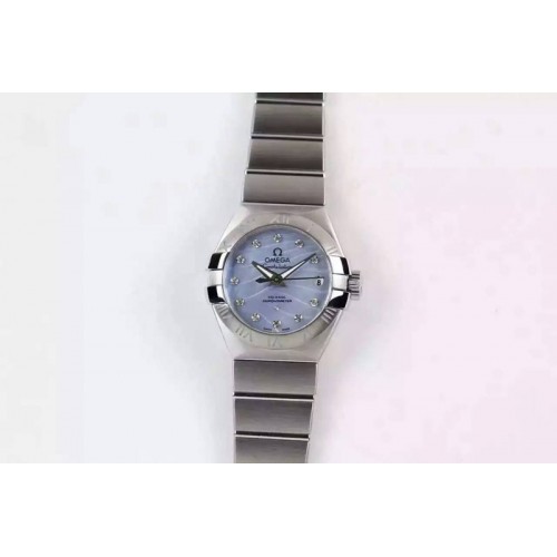 Omega Constellation Pluma Ladies SS V6F Blue MOP Dial on SS Bracelet A8520 Omega Constellation Pluma Ladies SS V6F Blue MOP Dial on SS Bracelet A8520