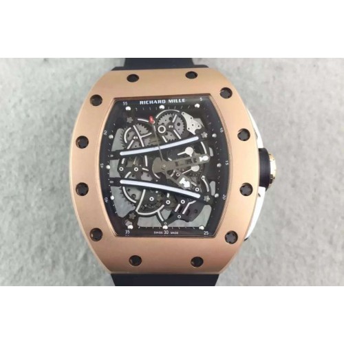 Richard Mille RM061 RG RMF Black Inner Bezel Skeleton Dial on Black Rubber Strap MIYOTA9015