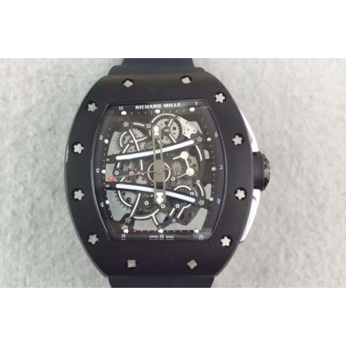 Richard Mille RM061 PVD RMF Black Inner Bezel Skeleton Dial on Black Rubber Strap MIYOTA9015