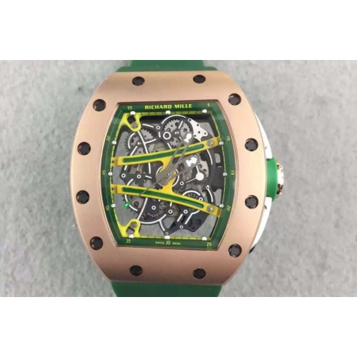 Richard Mille RM061 RG RMF Green Inner Bezel Skeleton Dial on Green Rubber Strap MIYOTA9015