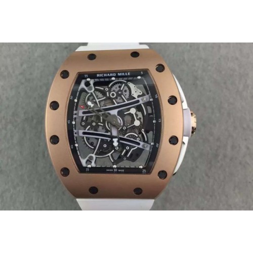 Richard Mille RM061 RG RMF White Inner Bezel Skeleton Dial on White Rubber Strap MIYOTA9015 Richard Mille RM061 RG RMF White Inner Bezel Skeleton Dial on White Rubber Strap MIYOTA9015