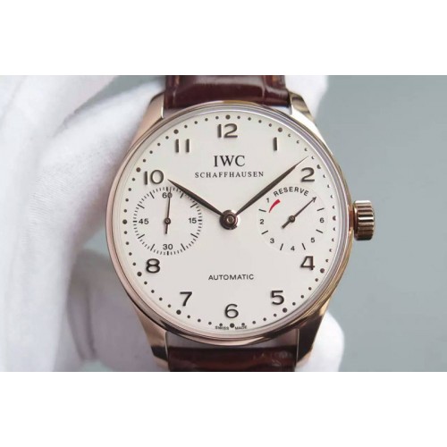 IWC Portuguese Real PR IW5001 RG YLF 1:1 Best Edition All White Dial on Brown Leather Strap A52010 V3