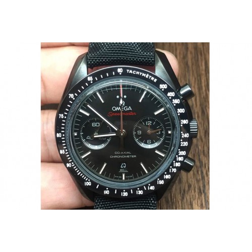 Omega Speedmaster Professional Moonwatch Chronograph PVD Black Dial on Black Nylon Strap A9300