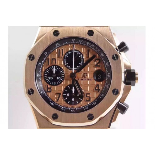 Audemars Piguet Royal Oak Offshore 2014 Gold Theme JF 1:1 Best Edition on Black Leather Strap A3126 Audemars Piguet Royal Oak Offshore 2014 Gold Theme JF 1:1 Best Edition on Black Leather Strap A3126