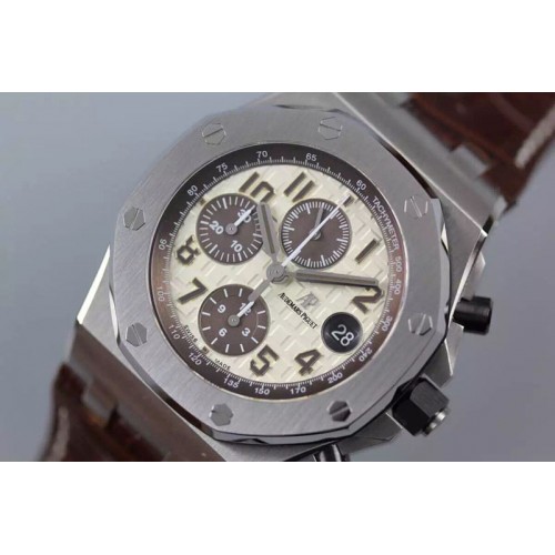 Audemars Piguet Royal Oak Offshore Safari 2014 JF on Brown Leather Strap A3126 (Free Rubber Strap)