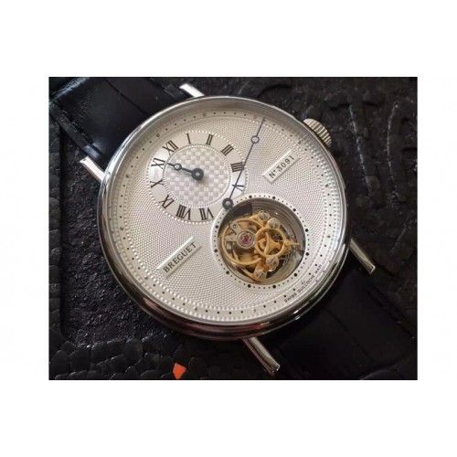 Breguet Grand Complication Tourbillon SS TF White Dial on Black Leather Strap Breguet Grand Complication Tourbillon SS TF White Dial on Black Leather Strap