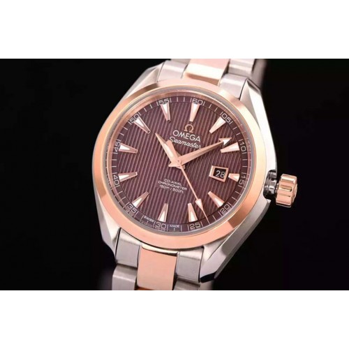 Omega Aqua Terra Ladies SS V6F Brown Dial RG Bezel on SS/RG Bracelet A8520
