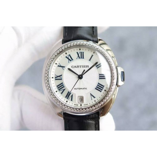 Cle de Cartier SS 35mm V6F Best Edition White Textured Dial Dia Bezel on MIYOTA9015 (6 Color Strap Option)