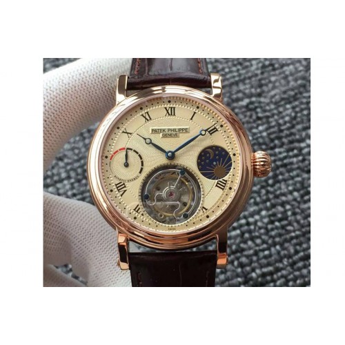 Patek Philippe Classic Tourbillon RG AXF Gold Textured Dial on Black Leather Strap Patek Philippe Classic Tourbillon RG AXF Gold Textured Dial on Black Leather Strap