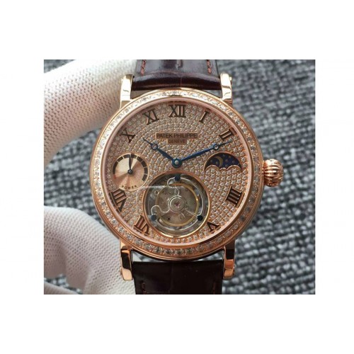 Patek Philippe Classic Tourbillon RG AXF Diamond Textured Dial on Brown Leather Strap Patek Philippe Classic Tourbillon RG AXF Diamond Textured Dial on Brown Leather Strap