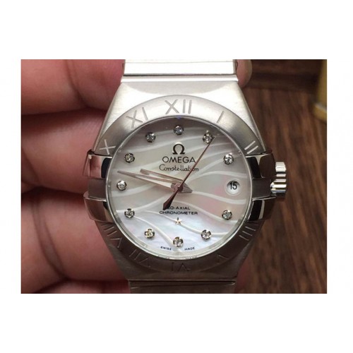 Omega Double Eagle Ladies 27mm Auto SS/SS White Mop J-Miyota 8205 Omega Double Eagle Ladies 27mm Auto SS/SS White Mop J-Miyota 8205