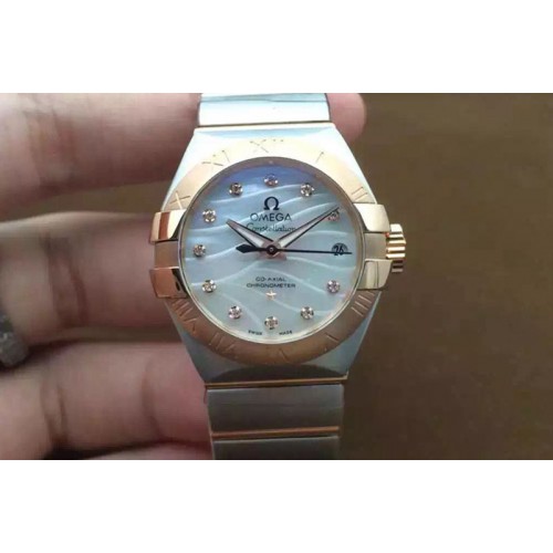 Omega Double Eagle Ladies 27mm Auto RG/SS White Mop J-Miyota 8205 Omega Double Eagle Ladies 27mm Auto RG/SS White Mop J-Miyota 8205