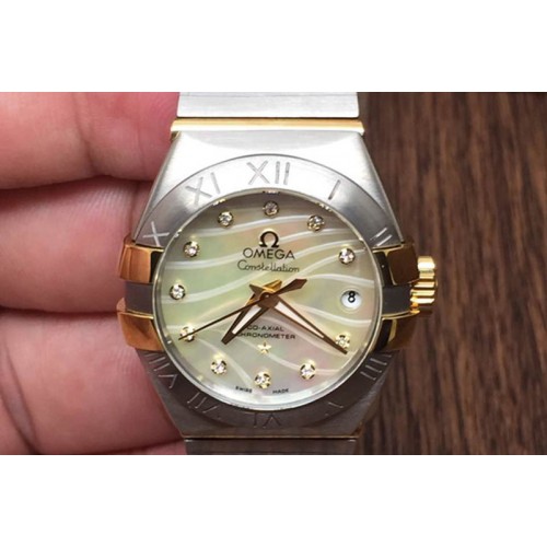 OmegaOmega Double Eagle Ladies 27mm Auto YG/SS Gold Mop J-Miyota 8205 OmegaOmega Double Eagle Ladies 27mm Auto YG/SS Gold Mop J-Miyota 8205