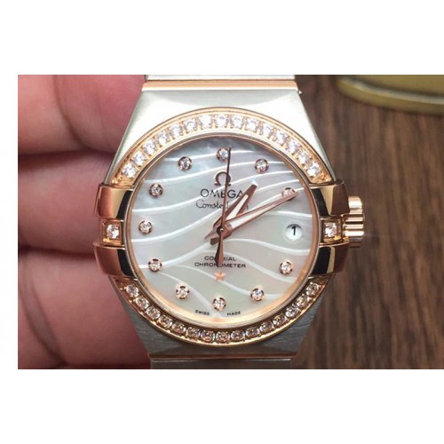 Omega Double Eagle 123.25.27.20.55.005 Ladies 27mm Auto RG/SS White Mop J-Miyota 8205 Omega Double Eagle 123.25.27.20.55.005 Ladies 27mm Auto RG/SS White Mop J-Miyota 8205