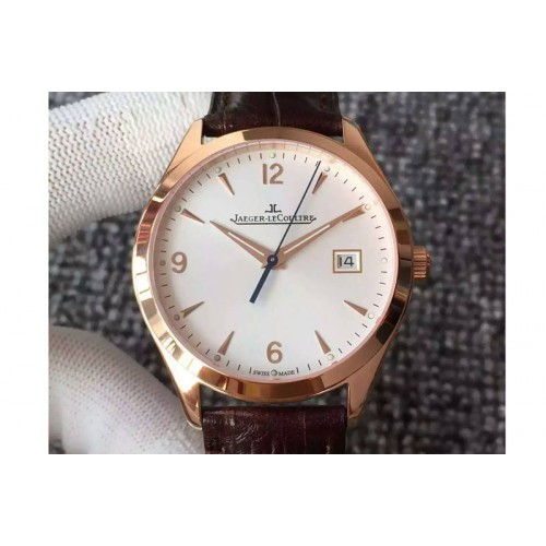 Jaeger-LeCoultre Master Ultra Thin Date RG White Dial Arabic Markers on Brown Leather Strap MIYOTA 9015