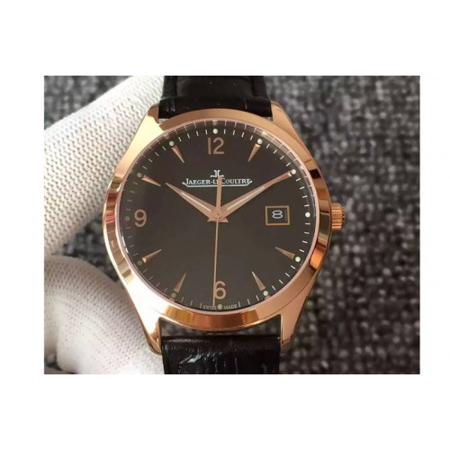 Jaeger-LeCoultre Master Ultra Thin Date RG Black Dial Arabic Markers on Black Leather Strap MIYOTA 9015