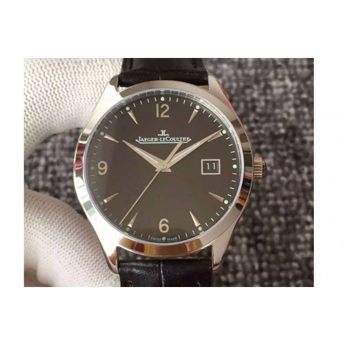 Jaeger-LeCoultre Master Ultra Thin Date SS Black Dial Arabic Markers on Black Leather Strap MIYOTA 9015