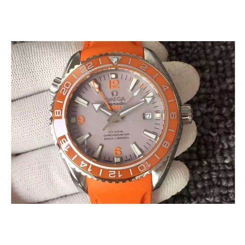 Omega Planet Ocean GMT 42mm Goodplanet V6F Best Edition Orange Bezel Orange Marker Grey Dial on Rubber Band A8605