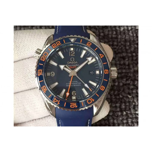 Omega Planet Ocean GMT 42mm Goodplanet V6F Best Edition Blue Bezel Orange Marker Blue Dial on Rubber band A8605 Omega Planet Ocean GMT 42mm Goodplanet V6F Best Edition Blue Bezel Orange Marker Blue Dial on Rubber band A8605