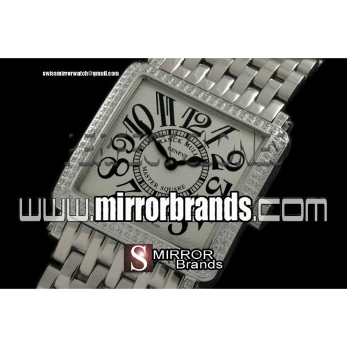 Luxury Franck Muller Ladies Master Square SS/SS Wht Swiss Quartz