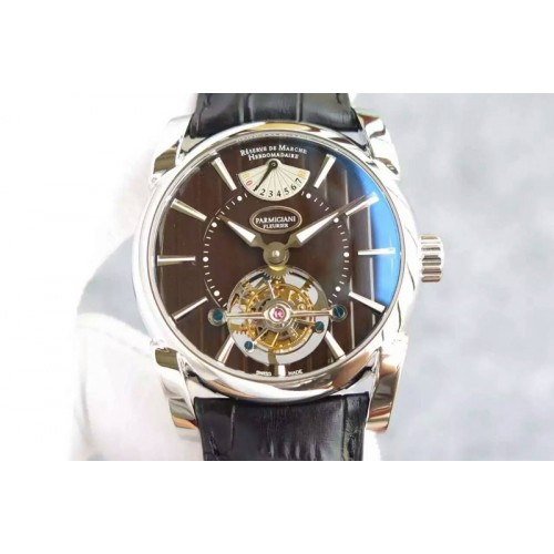 Parmigiani Fleurier Tonda Tourbillon Real PR SS Brown Dial on Black Leather Strap Parmigiani Fleurier Tonda Tourbillon Real PR SS Brown Dial on Black Leather Strap