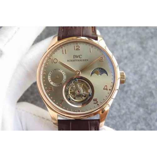 IWC Portuguese Tourbillon Power Reserve Moonphase RG Grey Dial on Brown Leather Strap IWC Portuguese Tourbillon Power Reserve Moonphase RG Grey Dial on Brown Leather Strap