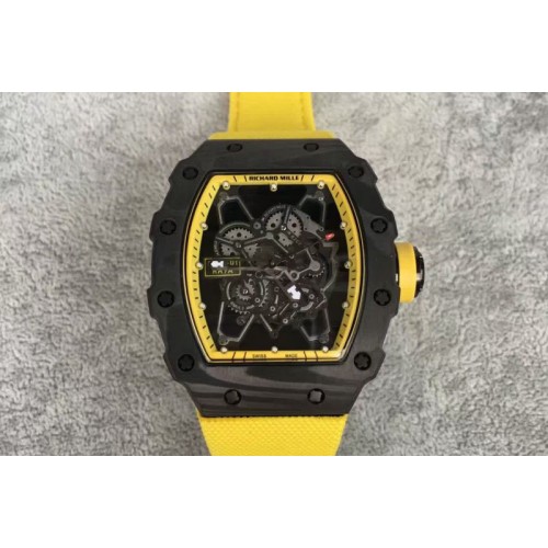 Richard Mille RM 035 Forge Carbon Yellow Inner Bezel Skeleton Dial on Yellow Nylon Strap MIYOTA9015