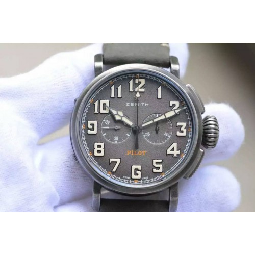 Zenith Pilot Type 20 Extra Special V6F Vintage Best Edition SS 45mm Black Dial on Brown Asso Strap A7750 MORE DETAILS
